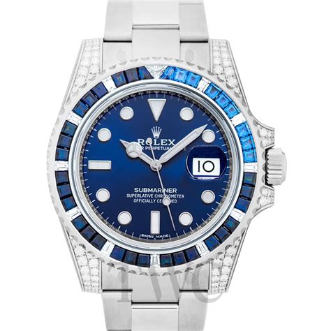 rolex submariner blue face diamonds|Rolex Submariner blue dial bezel.